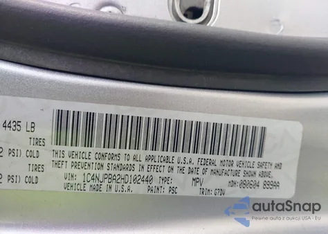 2017 Jeep Patriot Sport Se Fwd from USA, damaged, VIN 1C4NJPBA2HD102440